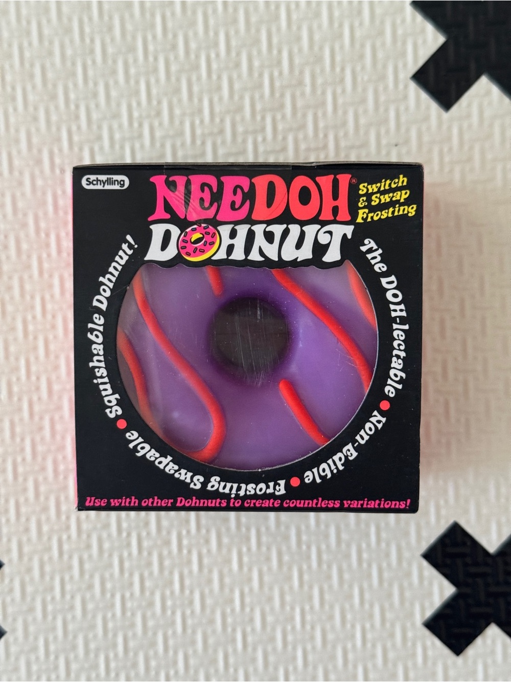 Authentic Schylling NeeDoh Dohnut Yellow Purple Red Swirl NIB ages 3+